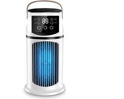 Sander Shop Mini-airconditioning, torenventilator, stille USB-ventilator met 9 snelheden en lcd-display, ruimtebesparende koeling voor slaapkamer, kantoor, kleine ruimtes, mobiele tafelventilator