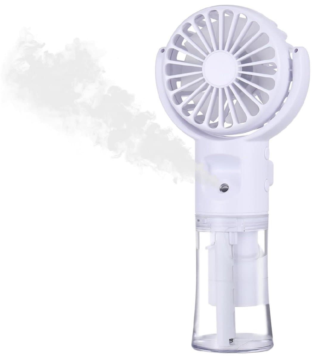 GELLDG Draagbare Ventilator met Verstuiver - USB Oplaadbare Tafelventilator 4 Snelheden - Transparant Waterreservoir - Geschikt voor Binnen, Buiten en Camping - Kunststof - 16x7x4cm — afbeelding 1