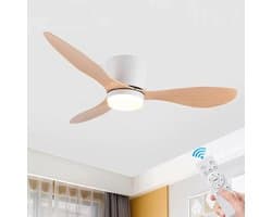 Cventrix plafondventilatorlamp - Plafondventilator met Verlichting en Afstandsbediening - Houtlook 3 bladen - Ventilatorlamp - Verlichtingsarmaturen - Woondecoratie