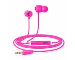 Grixx oordopjes met draad - 3.5mm jack - microfoon - handsfree Bellen - roze