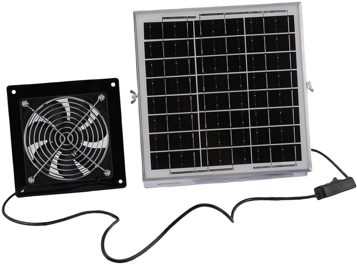 Zonneventilator Kit - Afzuigventilator Zonnepaneel - Luchtcirculatie Verbeteren - IP67 Weerbestendig - 8W Paneel 16cm Ventilator - Zilver — afbeelding 1