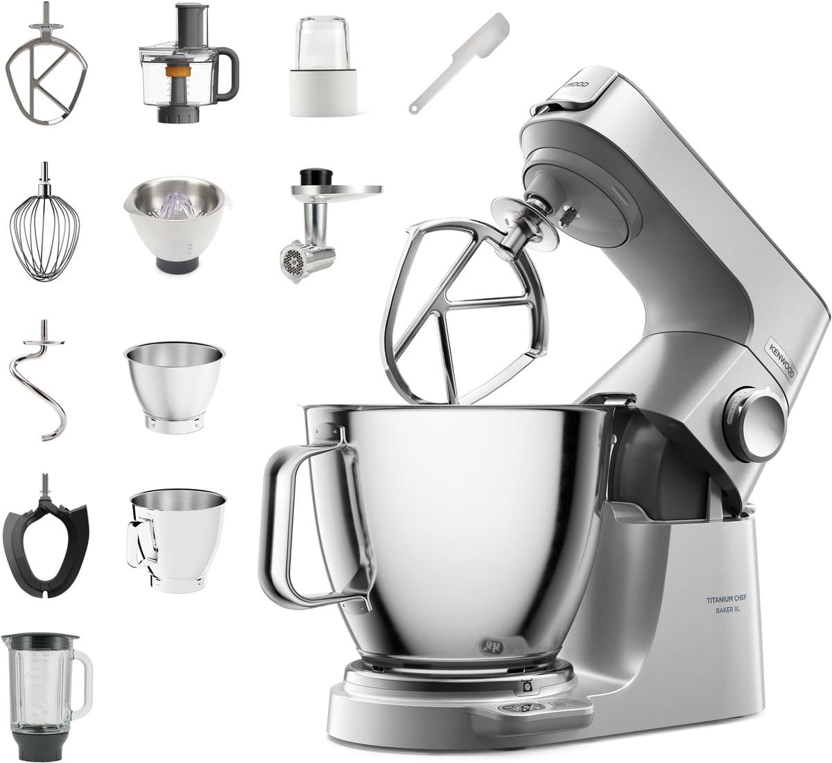 Kenwood KVL85.704SI keukenmachine - 1200W - met Ingebouwde weegschaal - 5+7L kom - Veel meegeleverde accessoires: blender, foodprocessor, citruspers, hakmolen, vleesmolen, spatel - Zilver — afbeelding 1