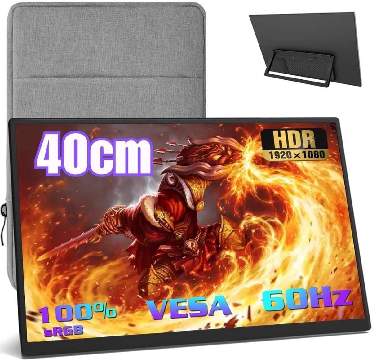 KIRA® Portable Monitor - Draagbare Monitor voor Laptop - Ultra-Slank Tweede Scherm - Zwart - 36cm x 21cm x 1cm — afbeelding 1