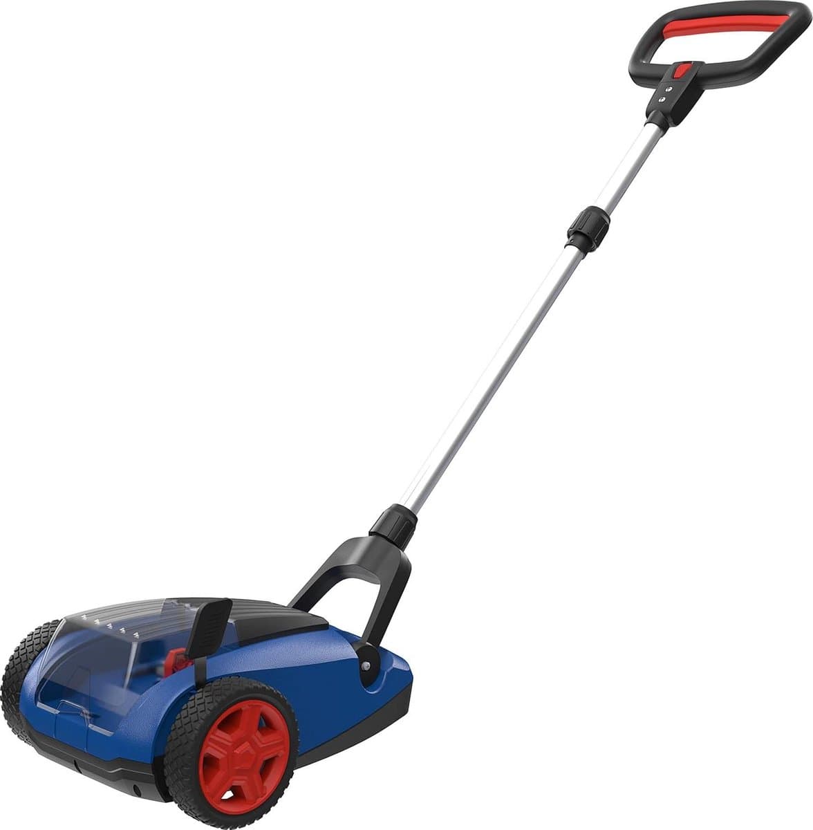Accu Grasmaaier - Handmaaier - Kleine gazons maaien - Borstelloze motor - 21 cm snijbreedte - Blauw zwart rood — afbeelding 1
