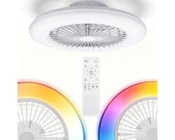 Aigostar Plafondventilator - Stille Ventilator met Lamp en Afstandsbediening 49cm - LED 40W Dimbaar - 2700K-6500K - Zomer en Winterstand Wit — afbeelding 1