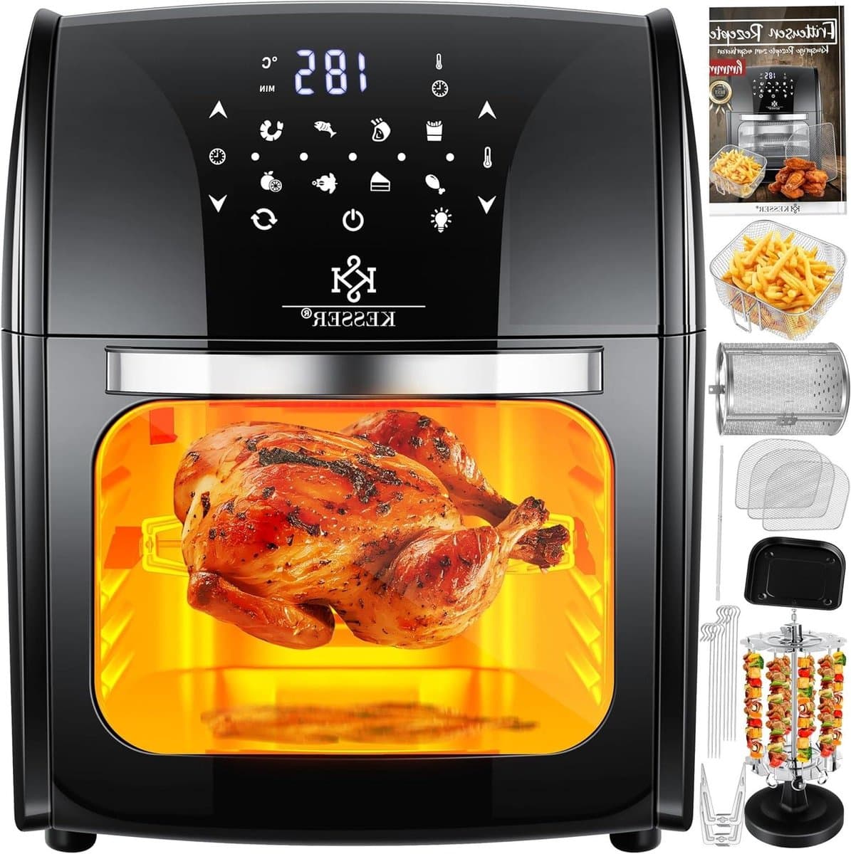 Airfryer XXL - Hete Lucht Oven - Gezond Koken - 9-in-1 Multifunctioneel - 5 Liter - Zwart — afbeelding 1