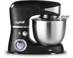 Standmixer Keukenmachine - Keukenapparaat Mixer - Deeg Kneden Bakken - Planetaire Beweging - 5 Liter Kom - Zwart