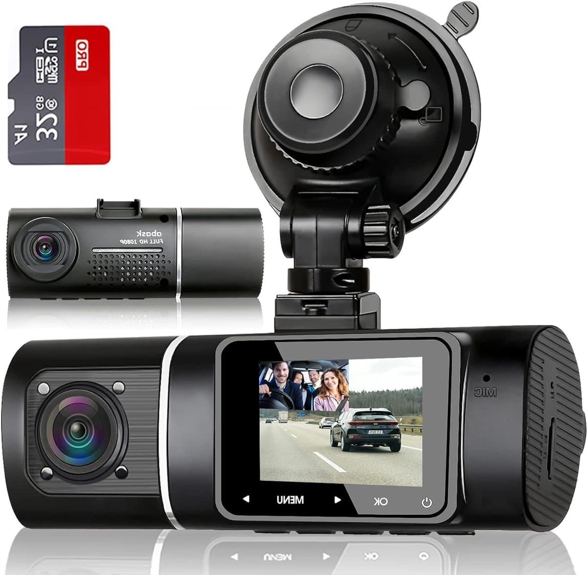 Auto Camera - Ritregistratie Camera - Veiligheid Onderweg - Dubbele Opname - 310 Graden - Zwart — afbeelding 1