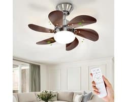 NETTLIFE Plafondventilator Met Verlichting - E27 - chroom - 6 Bladen Ventilator - met Afstandsbediening - 75cm - Timing Plafondlamp - Voor Woonkamer | Slaapkamer | Keuken | Eetkamer-excl. lichtbron — afbeelding 1