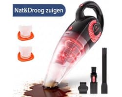 Moosoo Kruimeldief Snoerloos - Autostofzuiger - Nat&Droog - kruimelzuiger Sterke zuigkracht 8500PA met opzetstukken - schoonmaken zonder veel lawaai - M4 - Rood