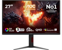 AOC G4 Q27G4ZD - QHD OLED Monitor - HDMI 2.1 - USB-Hub - Verstelbaar - 280hz - 27 inch