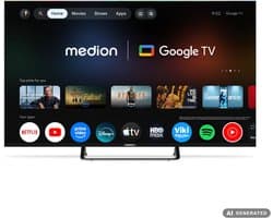 MEDION 4K Smart TV 125,7 cm (50 inch) - MD 850401 | Dolby Vision HDR, Prime Video, Disney+, compatibel met Google TV, PVR, Bluetooth