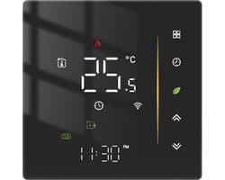 Digitale Thermostaat - Temperatuurregelaar Vloerverwarming - Comfort Verhoging - App en Spraakbediening - 88 x 88 x 38 mm - Zwart