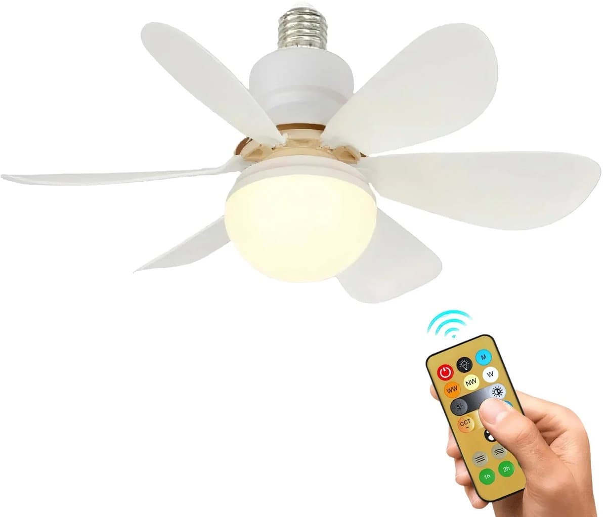 MakkelijkMooi Plafondventilator - Lamp met Ventilator - E27-Fitting - Handige Afstandsbediening - Energiezuinige LED-verlichting — afbeelding 1