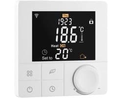 Slimme Thermostaat - Temperatuurregelaar - Energie Besparen - Wekelijks Programmeerbaar - 8.6 x 8.6 cm - Wit