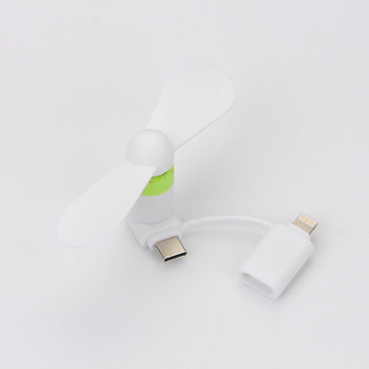 2-in-1 Telefoonventilator - 2 Stuks - Mini Ventilator Set voor Smartphone -Handventilator - Draagbare Waaier Handwaaier - Hand Fan Draadloos - Geluidloos Ventilator - Geschikt voor iPhone-telefoons/ type C - Zwart+Wit — afbeelding 1