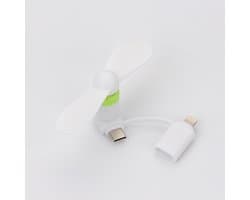 2-in-1 Telefoonventilator - 2 Stuks - Mini Ventilator Set voor Smartphone -Handventilator - Draagbare Waaier Handwaaier - Hand Fan Draadloos - Geluidloos Ventilator - Geschikt voor iPhone-telefoons/ type C - Zwart+Wit