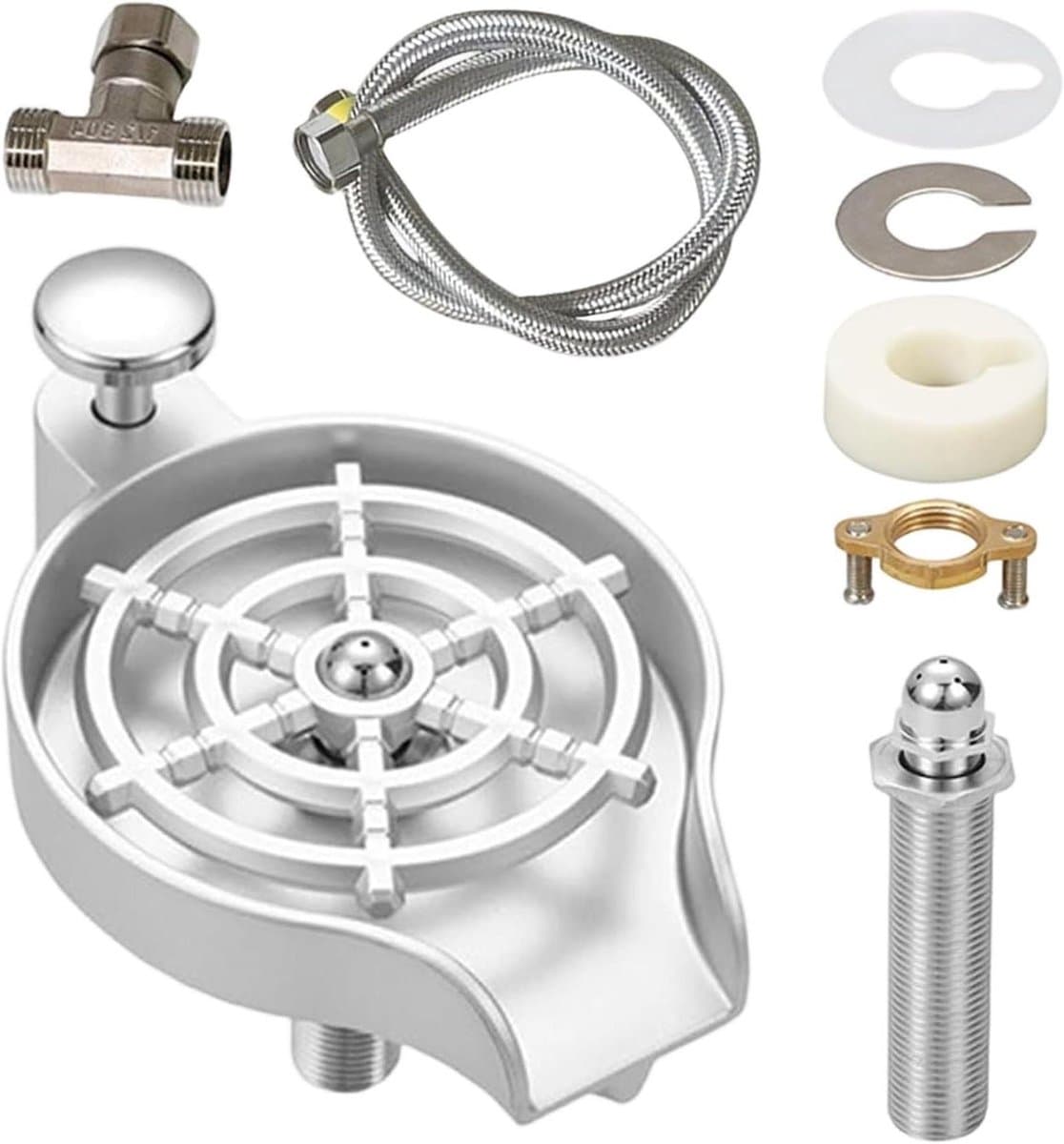 Glasspoeler Roestvrij Staal - Bekerwasser Automatisch - Hygiënisch Reinigen - Hogedrukreiniging - 165 x 12 x 76 cm - Zilver — afbeelding 1