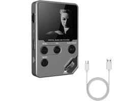 KZQ MP3-speler HiFi muziekspeler Bluetooth 5.0 lossless audio digitaal met scherm 16GB intern USB-C draagbaar high resolution geluid grijs