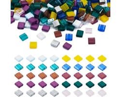 200 stuks rechthoekige glazen Tila-kralen in vierkante vorm, ideaal voor het maken van armbanden en kettingen met een strakke en moderne uitstraling