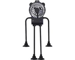 Tafelventilator - Mini Ventilator - Persoonlijke Koeling - Stabiele Zuignap - 16.7 cm breed - Zwart