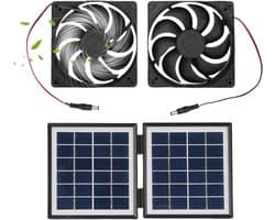 Zonne Ventilator - Hoge Snelheid - Binnenklimaat Regelen - Waterdicht Ontwerp - 28 cm Breed - Zwart