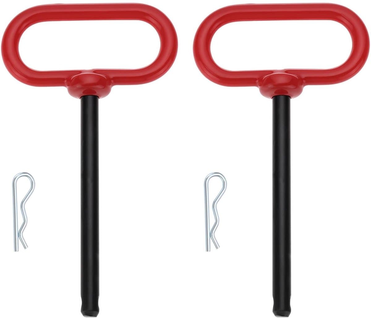 Dailygoods- Trekhaakpen 3/8 x 4 Inch - Trekhaak voor Aanhangwagens - Trekhaakpennen voor Grasmaaier - Slijtvast Koolstofstaal - Veiligheidsclip met Sterke Klemkracht — afbeelding 1