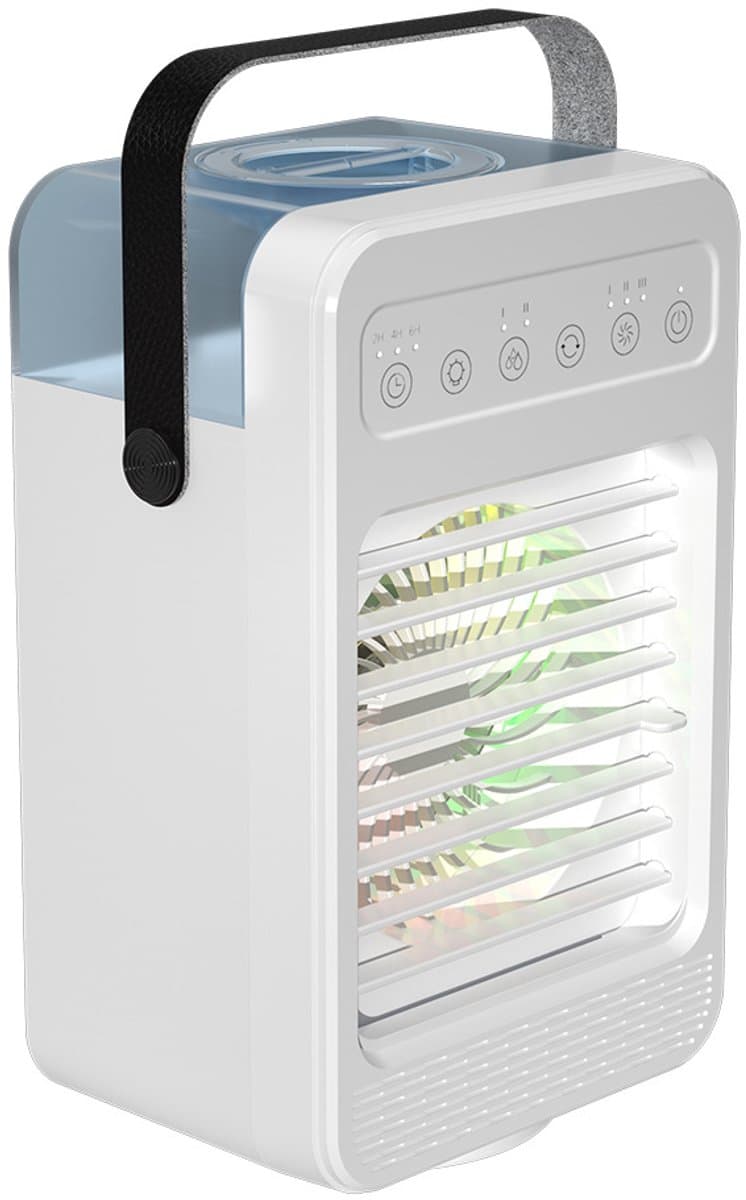 Draagbare bureaulucht ventilator, mini-airconditioner air cooler - 4-in-1 luchtkoeler, koelventilator met 70 graden oscillatie, 4 ventilatorsnelheden, 2 vernevelingsmodi, handgreep, slaapkamer - wit — afbeelding 1