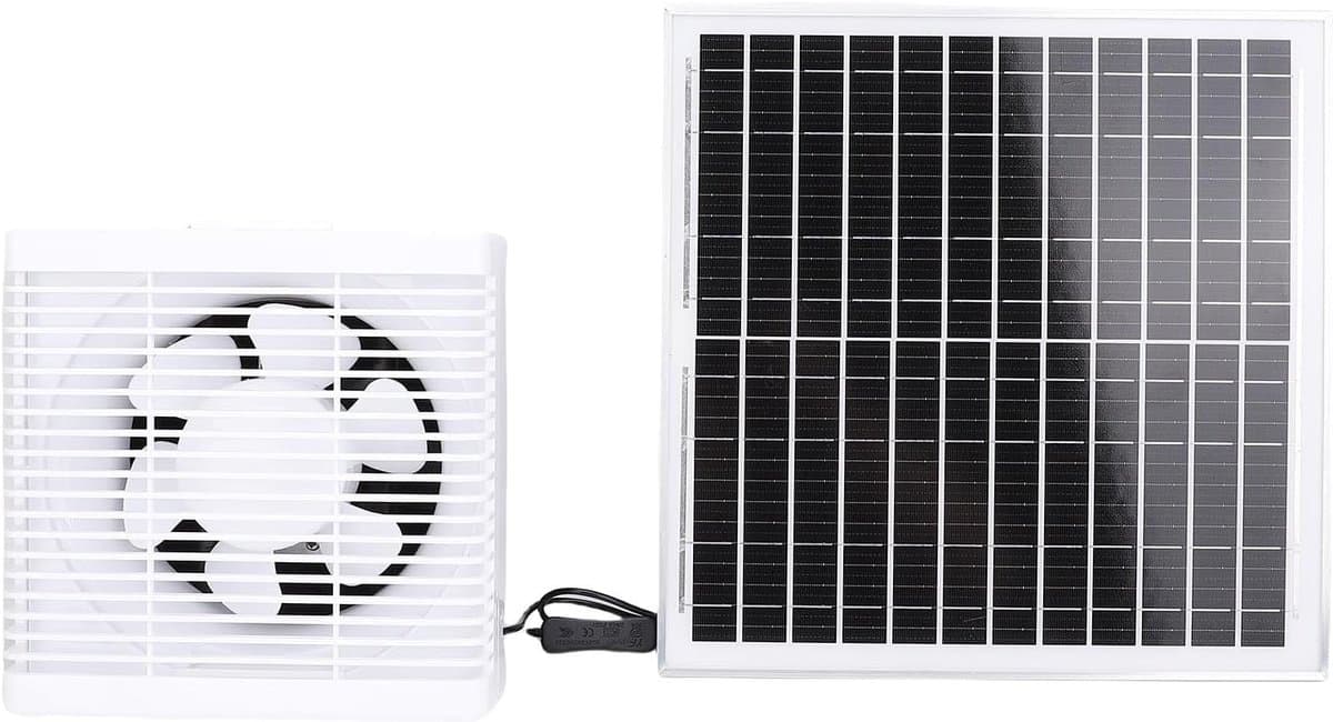 Zonnepaneel Ventilator - Afzuigventilator - Luchtcirculatie Verbeteren - IP67 Waterdicht - 20W Vermogen - Zwart — afbeelding 1