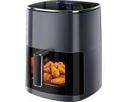 Airfryer met Venster - Heteluchtfriteuse Vierkant - Gezond Koken - Doorzichtig Kookvenster - 6.34 Liter - Grijs