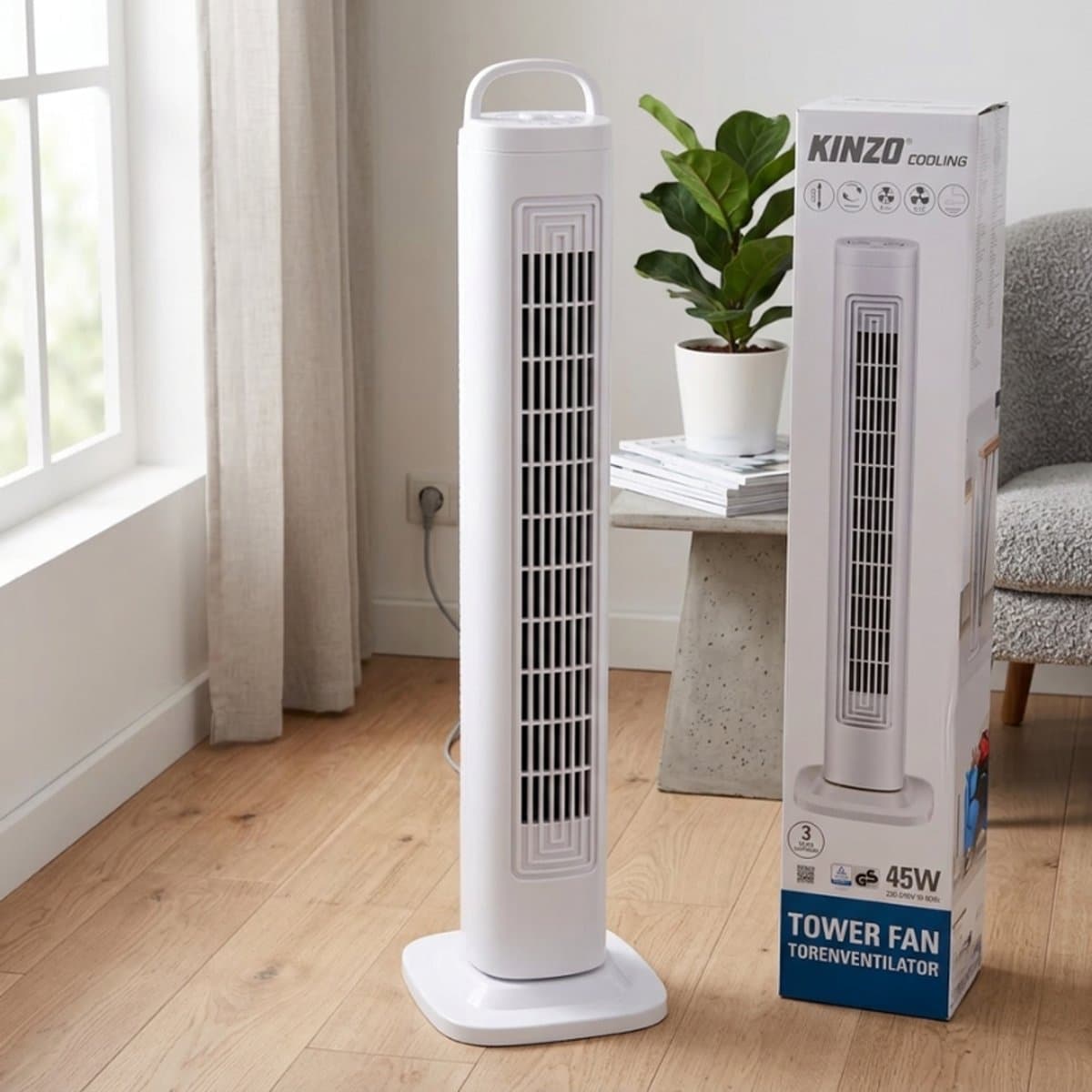 Kinzo torenventilator All-11320 – wit 78 cm - Witte ventilator — afbeelding 1