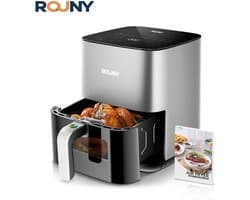 ROUNY Airfryer 4,5 L – Heteluchtfriteuse 1450 W met Kijkvenster – 8 Automatische Programma’s – Waterinjectiefunctie – Kinderslot – 80-200 °C