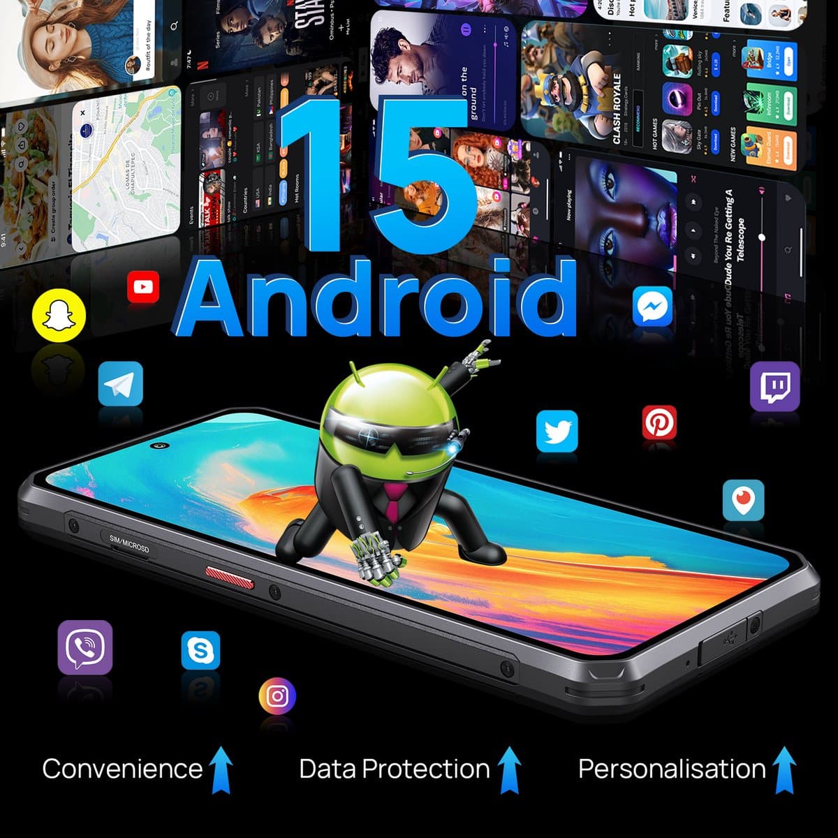 Smartphone Zwart - 128 GB Opslag - 4 GB RAM Geheugen - 6.67 Inch LCD Scherm - Android 15 Telefoon — afbeelding 1