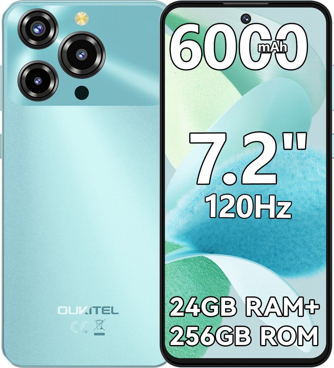OUKITEL C69 Smartphone 24GB RAM-256GB ROM-7.2 inch HD-6000 mAh batterij-Android15 — afbeelding 1