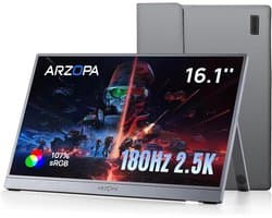 Arzopa Z3FC Portable Monitor 16,1 inch - 2.5K QHD IPS - 180Hz Gaming - 400 nits - 107% sRGB - FreeSync - 2xUSB-C - HDMI 2.0 - Premium Aluminium