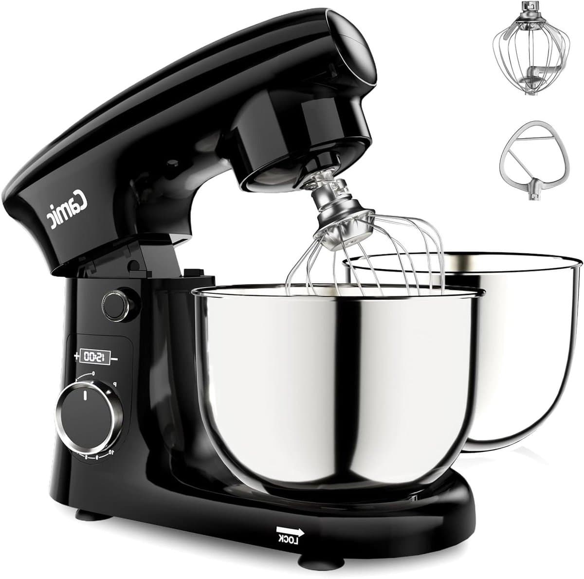 Kneedmachine Keukenmachine - Deegmixer Bakmachine - Zelf Bakken - Dubbele Roestvrijstalen Kom - 9 Liter Totaal - Zwart — afbeelding 1
