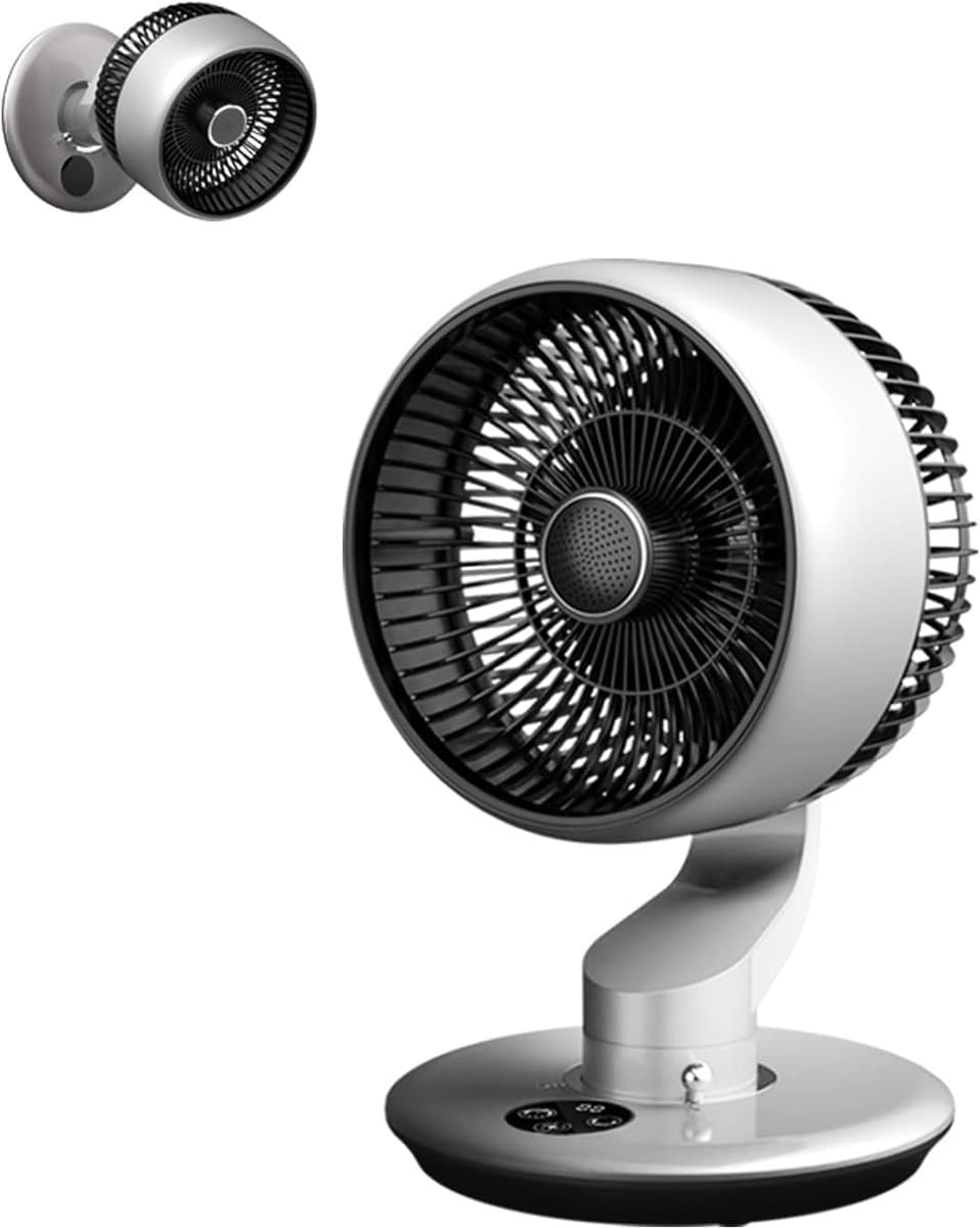 Ulisem - Tafelfan - 2400mAh oplaadbaar - 120° oscillerend - 90° kantelbaar - Stille motor - Met zuignapwandmontage - Afneembare bladen - Voor keuken en slaapkamer - Wit — afbeelding 1