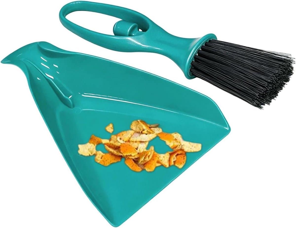 Handbezem Stoffer - Mini Bezemset - Snel Opruimen - Compact Ontwerp - 11x23.5 cm - Groen — afbeelding 1