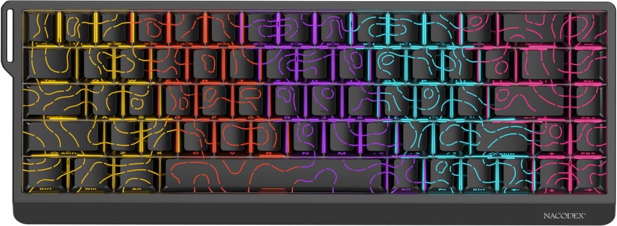 AJAZZ NK68 – Mechanisch Gaming Toetsenbord – 68 Toetsen – Hot-Swappable – RGB Verlichting – Bedraad – Compact QWERTY - Zwart — afbeelding 1