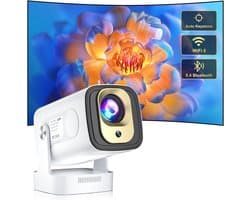 Mini Projector, upgrade 2026, ondersteunt 8K en 1080p, autofocus, draagbare projector met wifi 6 en Bluetooth 5.4, automatische keystone-correctie, mini-projector ondersteunt 4K, geschikt voor Android 14 home cinema