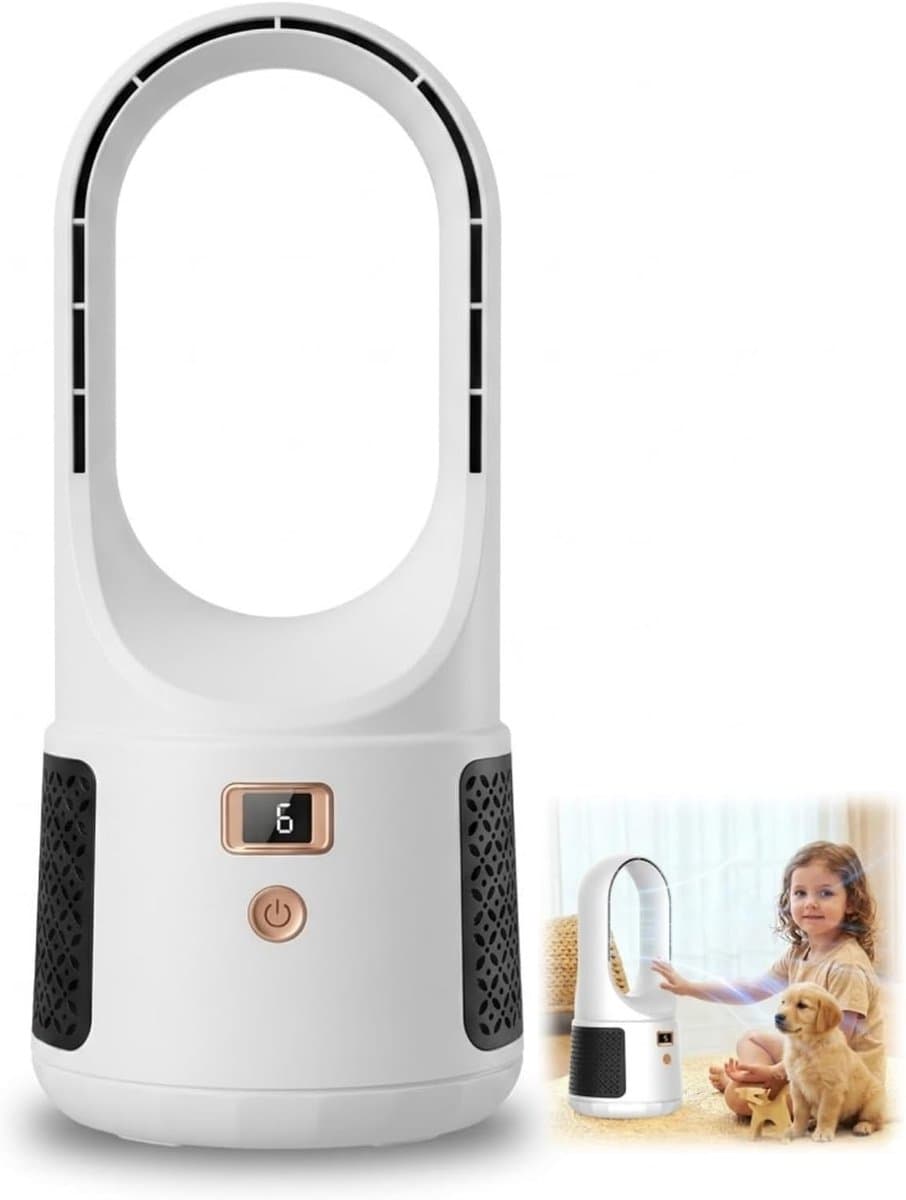 Bladloze bureauventilator 2026 - 6 standen touchbediening - Stil & veilig voor kinderen/dieren - USB - Eenvoudig te reinigen - Kantoor, slaapkamer — afbeelding 1