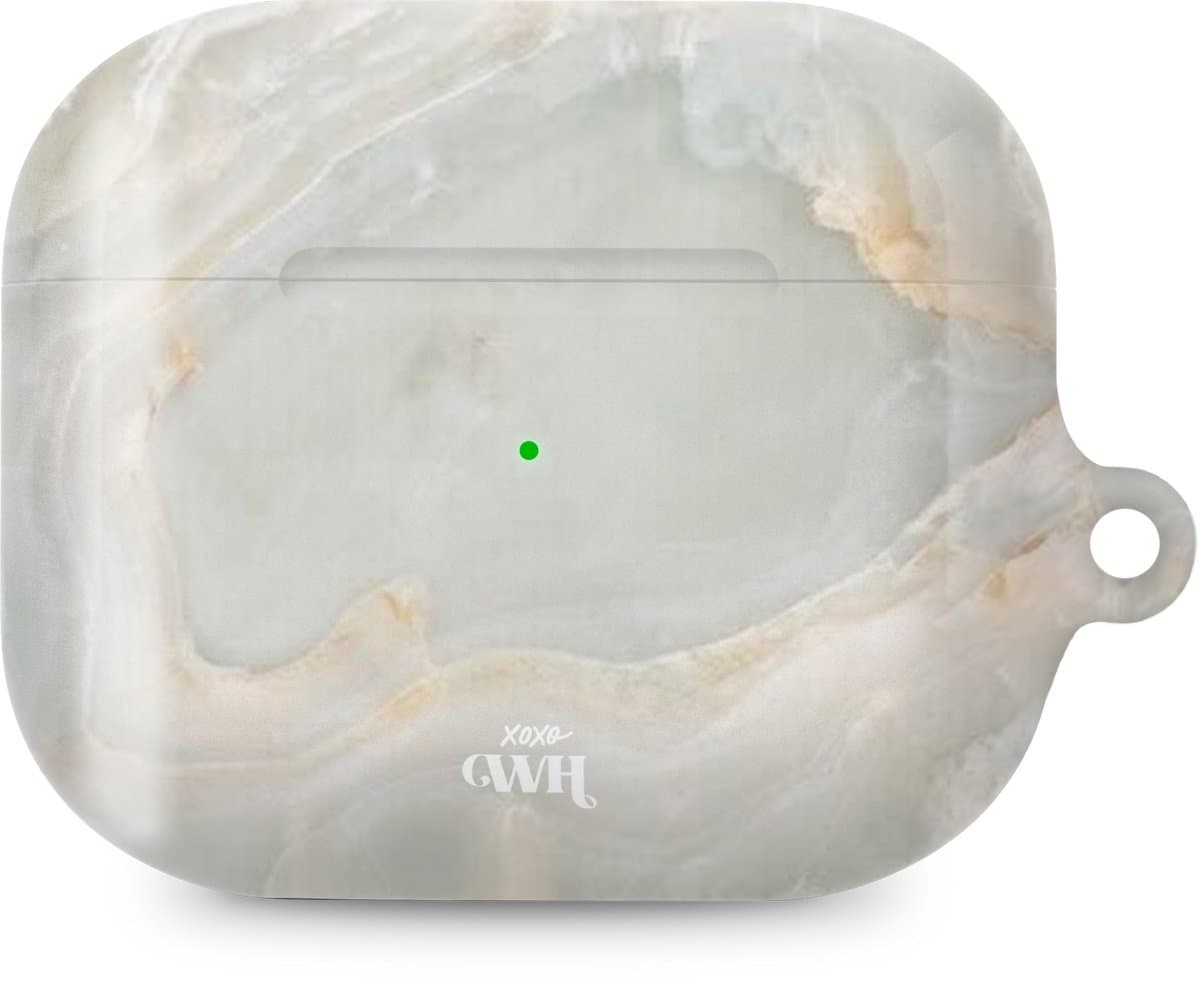 xoxo Wildhearts hoesje geschikt voor Airpods Pro 1 / Pro 2 - Marble Green Illusion - Ook als telefoonhoesje verkrijgbaar - schokbestendige case geschikt voor Airpod Pro (2) - koptelefoon case - Beschermhoes met marmerprint - marmer look - groen — afbeelding 1