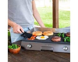 GrillMaster Pro 3000W Elektrische Tafelgrill met Dubbel Kookoppervlak, Rockstone Anti-aanbaklaag, Instelbare Thermostaat en Vetopvangbak, 38 x 58 x 10,5 cm