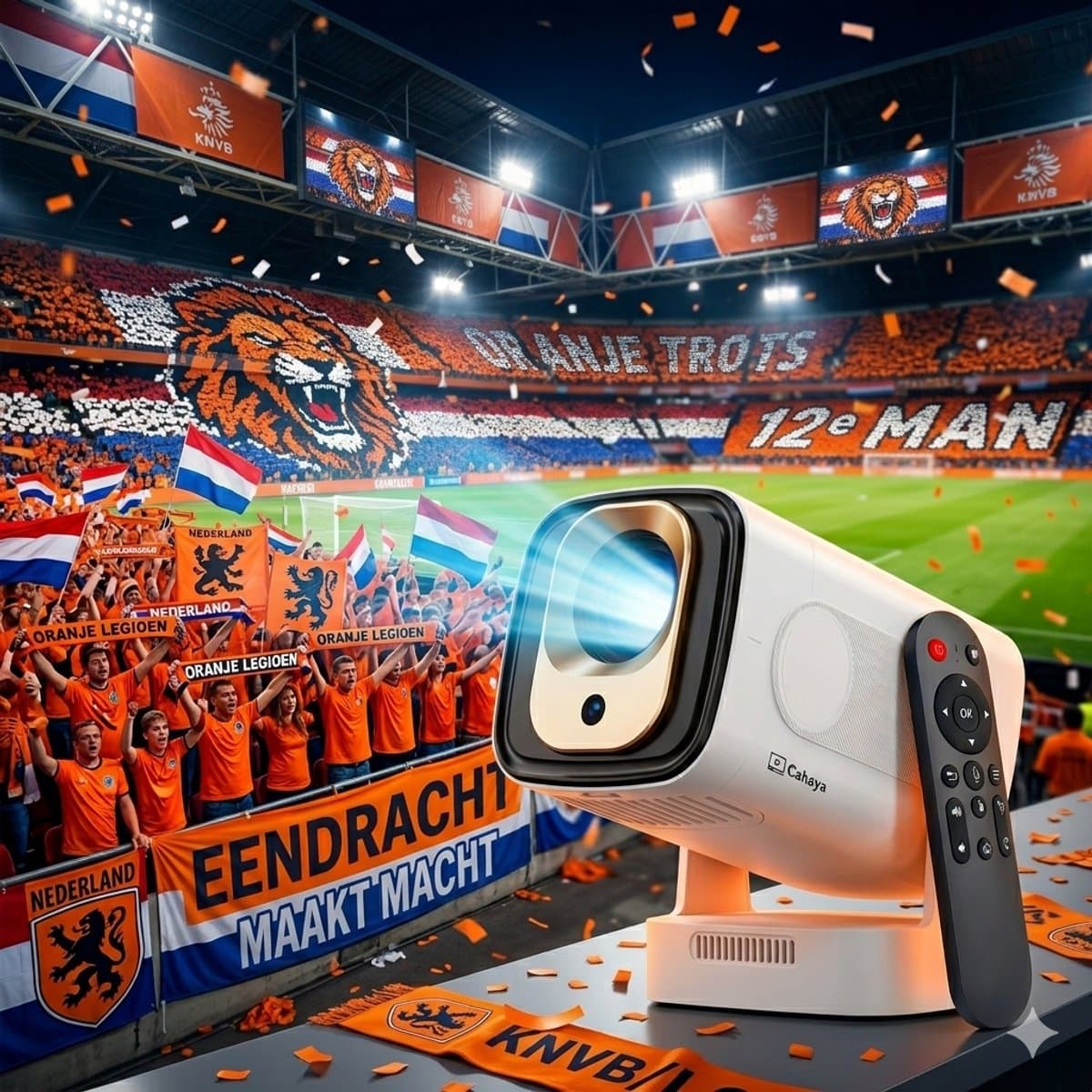 Cahaya Nova - Mini Beamer - 4K ondersteuning - mini projector - draagbare beamer - projector / beamer - Geïntegreerd Android 14.0 systeem - Screen mirroring smartphone - Home cinema — afbeelding 1