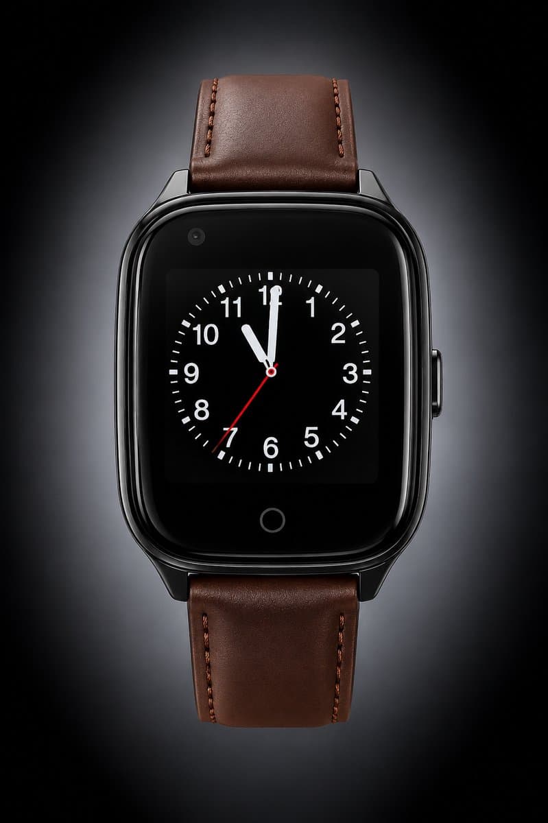 WatchToCare Classic GPS Alarmhorloge Senioren | SOS-knop | Valdetectie | Videobellen | Zonder Abonnement | IP67 Waterbestendig - SOS Horloge - Valdetectie - Alzheimer - Dementie patiënten - Garantie 2 jr -Horlogeband Bruin Leer — afbeelding 1