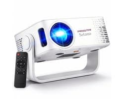 Setano Mini Beamer – WiFi & Bluetooth – Incl. Afstandsbediening – Ideaal voor WK 2026 – 4K Support – Beamer – Voor iOS & Android – Draagbaar & Compact – Thuisbioscoop – Wit