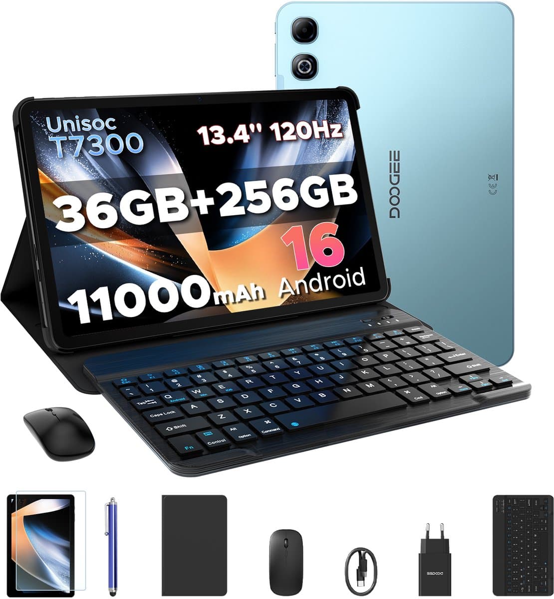 DOOGEE U13 Pro VIP - Tablet - 36GB RAM + 256GB ROM (2TB/TF) - 11000mAh/18W - 13,4 Inch FHD+ 120Hz IPS - Android 16 - T7300 - Dubbele luidsprekers - Wi-Fi 5 - Face ID - Bluetooth 5.4 - Volledige accessoirebundel met toetsenbord, stylus, muis en hoesje — afbeelding 1