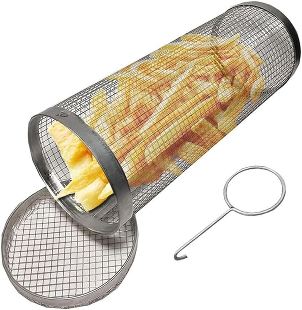 Rolbare BBQ-grillmand voor groenten - RVS - 9 cm diameter — afbeelding 1