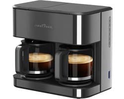 ProfiCook KAD 1308 Dark Inox - Dubbele Filter-koffiezetapparaat - 2x 14-16 kop - glazen kan