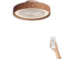 Fantiluxe - Andreas - Plafondventilator met verlichting - Bruin Transparant - Ø50cm - Afstandsbediening - Met lamp - Plafond ventilator - Slaapkamer
